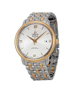Men's De Ville Prestige Co-Axial Stainless Steel with 18kt Rose Gold links Silver Dial