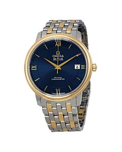 Men's De Ville Prestige Co-Axial Stainless Steel with 18kt Yellow Gold Links Blue Dial Watch