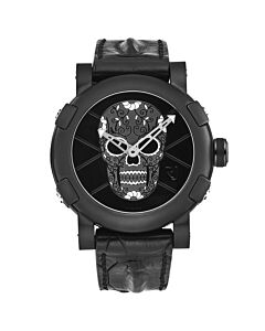 Men's Dia De Los M Leather Black Dial Watch