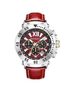 Men's Dimension Chronograph Leather Red Dial Watch