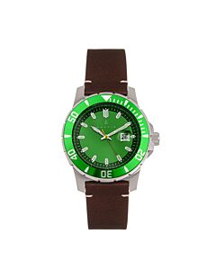Men's Dive Pro 200 Genuine Leather Green Dial Watch