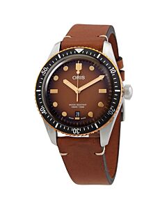 Men's Divers Calfskin Leather Brown Dial Watch