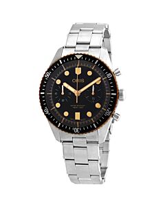 Men's Divers Sixty-Five Chronograph Stainless Steel Black Dial Watch