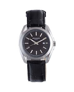 Men's Dresden Leather Black Dial Watch