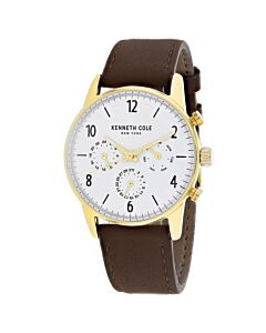 Men's Dress Sport Leather White Dial Watch