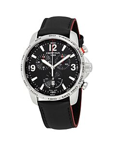 Men's DS Podium Chronograph Leather Black Dial Watch