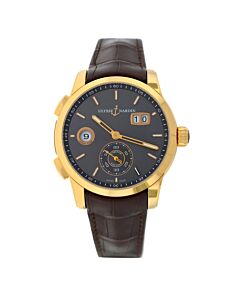 Men's Dual Time 3346-126-BG Crocodile Leather Brown Dial Watch