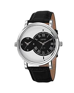Men's Dual Time Leather Silver (Dual Time) Dial Watch