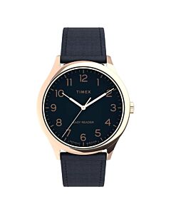 Men's Easy Reader Leather Blue Dial Watch