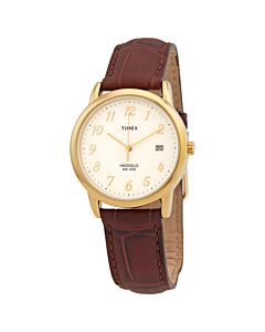 Men's Easy Reader Leather White Dial Watch