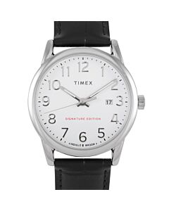 Men's Easy Reader Signature Edition Leather Silver Dial Watch