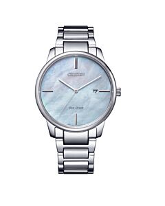 Men's Eco-Drive 180 Stainless Steel Mother of Pearl Dial Watch