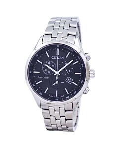 Men's Eco-Drive Chronograph Stainless Steel Black Dial Watch