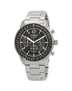 Men's Eco-Drive Chronograph Stainless Steel Black Dial Watch