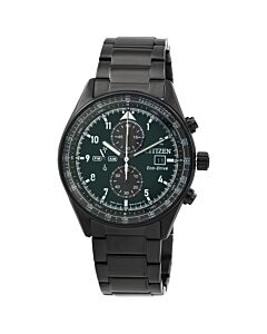 Men's Eco-Drive Chronograph Stainless Steel Green Dial Watch
