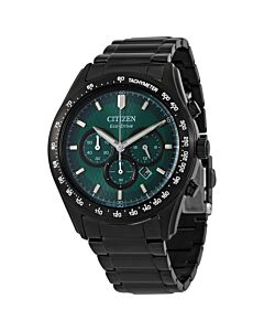 Men's Eco-Drive Chronograph Stainless Steel Green Dial Watch