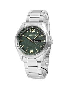 Men's Eco-Drive Stainless Steel Green Dial Watch