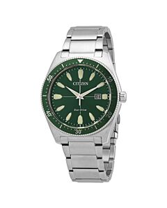 Mens-Eco-Drive-Stainless-Steel-Green-Dial-Watch