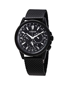 Men's Eco-Drive Stainless Steel Mesh Black Dial Watch
