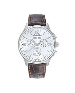 Men's Edmond 5040F Chronograph Leather Silver-tone Dial Watch