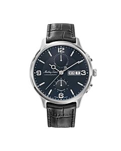 Men's Edmond Chrono Automatic Chronograph Leather Black Dial Watch