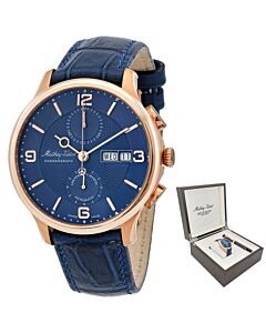 Men's Edmond Chrono Automatic Chronograph Leather Blue Dial Watch