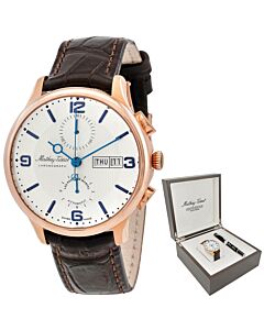Men's Edmond Chrono Automatic Chronograph Leather White Dial Watch