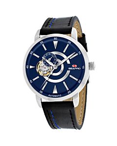 Men's Elliptic Leather Blue Dial Watch