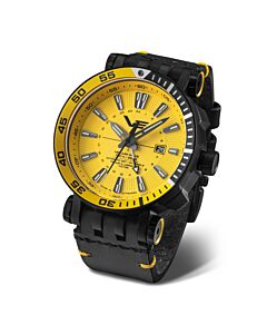Men's Energia Leather Yellow Dial Watch