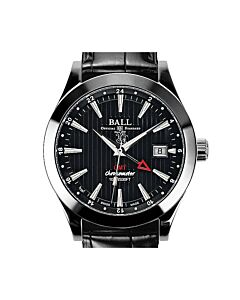 Men's Engineer II Leather Black Dial Watch