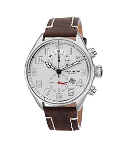 Men's Essential Chronograph Brown Leather White matte Dial