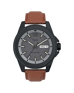 Men's Essex Ave Leather Gray Dial Watch