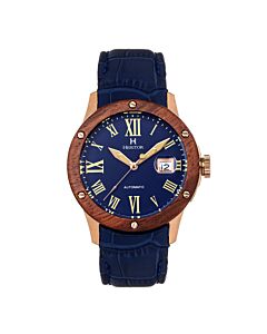 Men's Everest Leather Blue Dial Watch