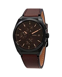 Men's Everett Chronograph Leather Black Dial Watch