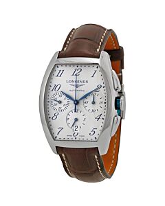 Men's Evidenza Chronograph Alligator Leather Silver Flinque Dial Watch