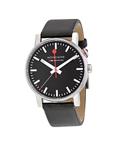 Men's Evo Alarm Leather Black Dial Watch