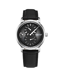 Men's Excellence Leather Black Dial Watch