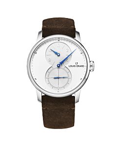 Mens-Excellence-Leather-Silver-tone-Dial-Watch