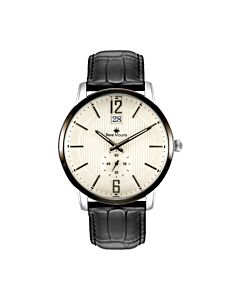 Mens-Executive-Genuine-Leather-Beige-Dial
