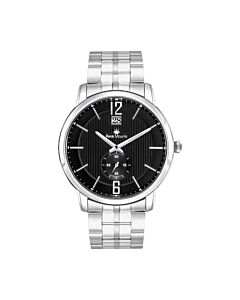 Mens-Executive-Stainless-Steel-Black-Dial