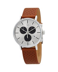 Men's Fairfield Chronograph Leather Silver Dial Watch