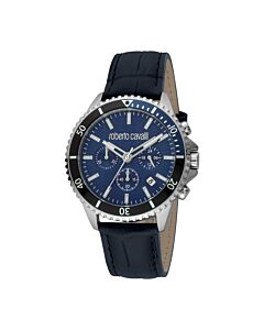 Men's Fashion Watch Chronograph Leather Blue Dial Watch
