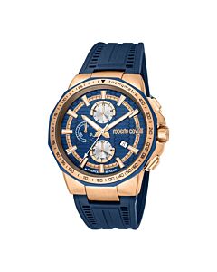 Men's Fashion Watch Chronograph Silicone Blue Dial Watch
