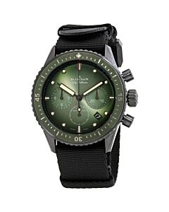 Men's Fifty Fathoms Bathyscaphe Chronographe Flyback Nylon (NATO) Tropical Green Dial Watch