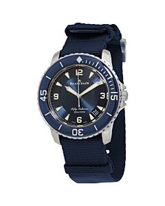 Men's Fifty Fathoms Canvas NATO Blue Dial Watch