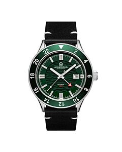 Men's Fitzroy GMT Leather Green Dial Watch