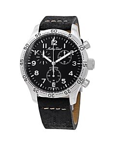 Men's Flyback Type 21 Chronograph Leather Black Dial