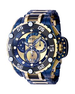 Men's Flying Fox Chronograph Stainless Steel Gold and Blue Dial Watch