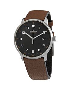 Men's Form A Titan Leather Matte Black Dial Watch