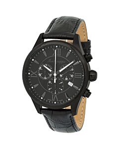 Men's Fortuna Chronograph Leather Black Dial Watch